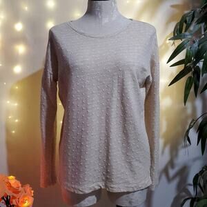 Lou & Grey LOFT Swiss Dot Slub Textured Cream Boatneck Sweater Women's Size S